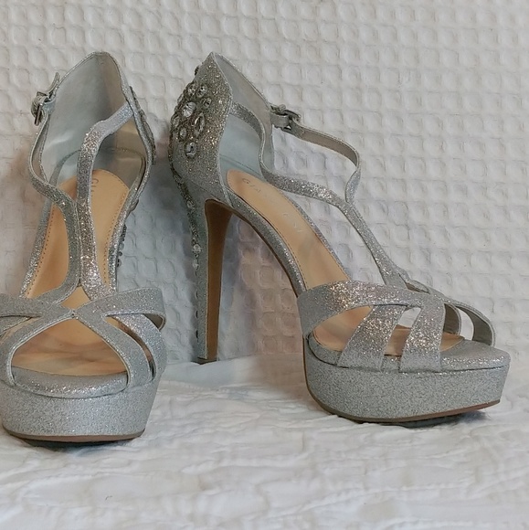 Gianni Bini Shoes - Gianni Bini Shimmery Silver Peep Toe Heels